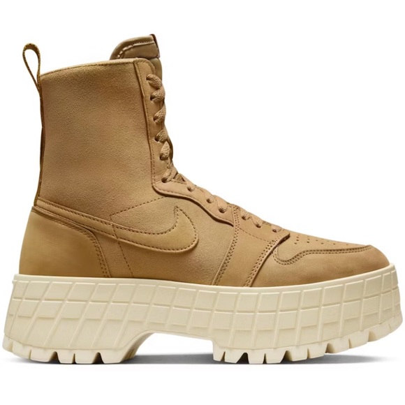 Air Jordan 1 Brooklyn Women's in wheat muslin platform combat suede boot 9 NWOB - Picture 1 of 10